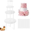 Cake Stand Cake Plate 4 Reusable Cake Supports with 12 Plastic Dowel