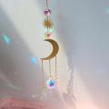 Set Of 4 Moon Sun Hoop Rainbow Crystal Pendant Indoor Decorative
