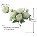 3 Bunches Peony Artificial Flower for Decoration Fake Rose White