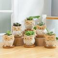 Owl Small Flower Pot Vase for Flowers Home Decor Loft Gifts 6pcs,gray