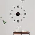 Diy Wall Clock 16in Silent Mirror Sticker Kit for Bedroom,black