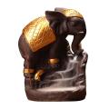 Elephant Backflow Incense Holder Waterfall Burner for Home Gold