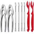 Seafood Tools Set 2 Crab Clip 2 Plastic Pick 4 Stainless Steel Forks