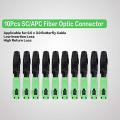 10pcs Sc/apc Component Fiber Optic Quick Connector-black + Green