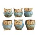 Owl Small Flower Pot Vase for Flowers Home Decor Loft Gifts 6pcs,blue