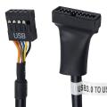 2 Pcs Motherboard Adapter Cable,19 Pin Usb3.0 to 9 Pin Usb2.0 Female
