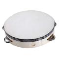 Tambourine for Children 6 Inches Wooden Percussion Instrument(white)