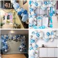 Blue Silver White Balloons Pack Of 60, Metallic Birthday Balloons