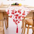 Bronzing Table Runner - Star Leaf with Tassel for Xmas Table Decor E