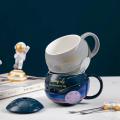 Kids Ceramic Mugs 420ml Planet Tea Cup with Lid Astronaut Mug -2