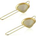 2-piece Stainless Steel Tea Strainer Small Cone-shaped Gold