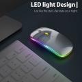 Led Wireless Mouse,with Usb & Type-c Receiver, for Laptop(gray)