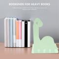 1 Pair Bookends, Cartoon Dinosaur Bookshelf, Non-skid Light Green