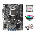 B75 Eth Mining Motherboard 8xpcie to Usb+i3 2100 Cpu+with Light