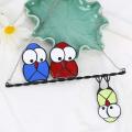Stained Glass Window Hangings Owls Sun Catcher Ornaments Home - A