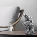 Resin Thinkers Statue Ornaments Home Decorations Accessories(silver)