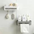 Bathroom Kitchen Storage Shelf Wall Mounted Cosmetics Holder-gray