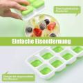 14 Compartment Silicone Ice Square Tray with Lid, Stackable (4 Pack)