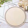20cm Natural Wooden Basket Bottom with Hole, Circle Blank Wood Base