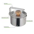 1l Outdoor Multifunctional 304 Stainless Steel Kettle Mountaineering