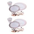 1 Sets Of Rose Gold Disposable Tableware Set Cup Plastic Plate Table