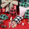 45pcs Christmas Plaid Candy Bag Drawstring Bags for Candy Present