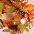 Maple Leaf Wreath with Base,real Pinecones, for Front Door Decoration