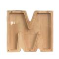 Wooden Piggy Bank Personalized Letters Coin Bank Wooden Money Box - M