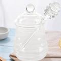 Glass Honey Jar with Lid Honey Jar with Dipper, Clear, 9 Ounces