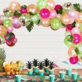 142pcs Tropical Hawaiian Pink Green Balloons Garland Arch Kit Party