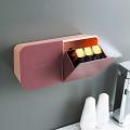 Wall Mounted Storage Box for Household Makeup Cotton Container Pink