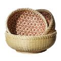 Bamboo Picnic Tray Handmade Room Snack Fruit Bowl Vegetable Basket