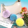 26pcs Rabbit Faux Fur Pom Poms Balls Keychain for Bag Accessories