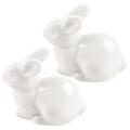 2x Cute Mini White Ceramic Rabbit Home Decoration Ornaments Medium