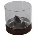 Whiskey Wine Cup Small Mountain with Wooden Base Unique Glass Cup