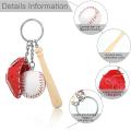 8 Pcs Mini Baseball Keychains Three-piece Baseball Gloves Wooden Bat