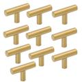 10 Pack Single Hole Gold Knobs Handles 50mm/2in Overall Length