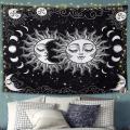 Sun and Moon Tapestry Wall Hanging Tapestry Black(60x80 Inches)