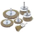 6 Pack Wire Brush Attachment Set for Drill, Brass Coated