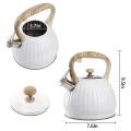3.5l Tea Kettle for Stove Top with Wood Handle, White Pumpkin Shape