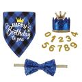 Birthday Party Supplies Bandana Scarf Hat Bow Tie Set for Dogs(blue)