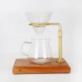 Coffee Filter Holder Wooden Base Adjustable Hand-made Filter (gold)