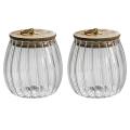 Striped Glass Jars with Lids Spices Storage Container Transparent A