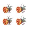 4pcs Artificial Rose Flower Napkin Ring Table Decoration(orange)