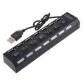 7-port Usb Hub with On / Off Switch, Black