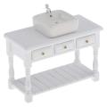 1/12 Dollhouse Miniature Square Wash Basin Sink Belt Cabinet Set