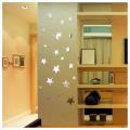 3d Sticker, 60 X Star Art Mirror Wall Sticker Surface Decal (silver)