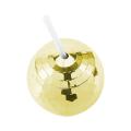 Disco Flash Ball Cocktail Cup Glass Drinking Tea Bottle Gold B