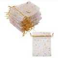 100 Pieces Moon Star Organza Jewelry Candy Bags, 2.7x3.5 Inch White