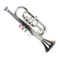 Trumpet 3 Tones Musical Wind Instruments for Children Toy Silver